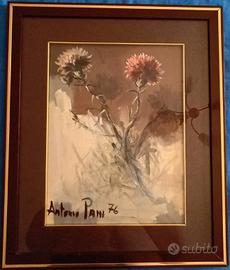 Dipinto Olio su Tela Antonio Pani 1976 - Fiori 