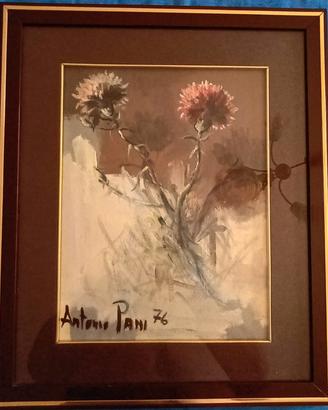 Dipinto Olio su Tela Antonio Pani 1976 - Fiori 