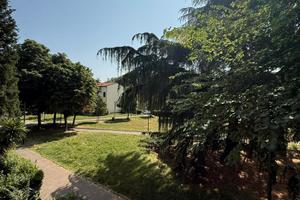 Stanza singola con balcone e giardino