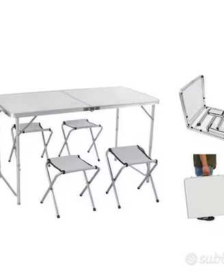 Tavola pieghevole per esterno interni con 4 sedie