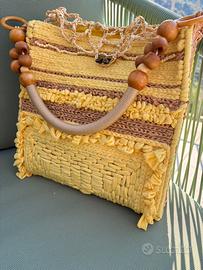 Aplyx_bags borsa in rafia e fettuccia gialla