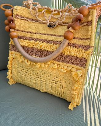 Aplyx_bags borsa in rafia e fettuccia gialla