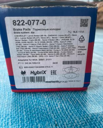 Pastiglie freni metelli 822-077-0 nuove per opel