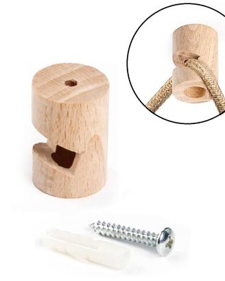 15 PZ Decentratore Gancio  V In Legno Cavo Tessile