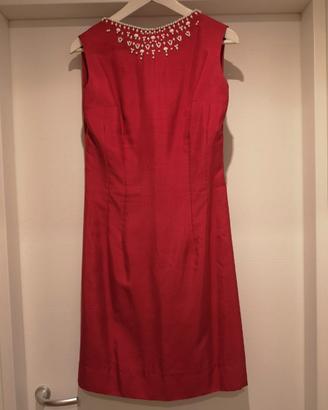 Vestito sartoriale in lino colore rosso