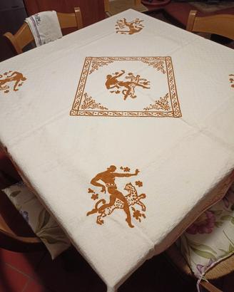 tovaglia quadrata con stampa a mano 