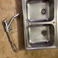 Lavello a due vasche + contenitore porta rifiuti