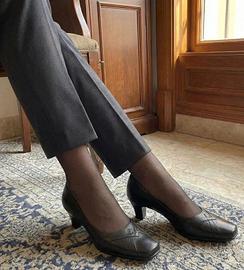 Decollete Donna Vintage Nere Punta Quadrata - 40