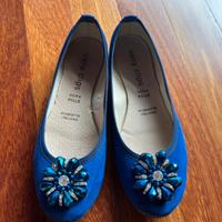 Ballerine in velluto blu elettrico con gioiello 38