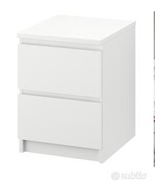 2 Cassettiere Malm Ikea con 2 cassetti col. Bianco