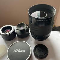 Obiettivo Nikon 550 f8 e convertitore a telescopio