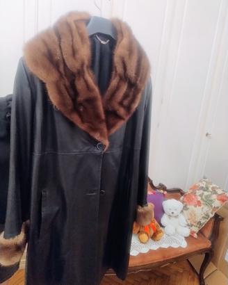 Cappotto in pelle e pelliccia visone 