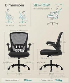 Sedia da ufficio ergonomica SONGMICS - Nera