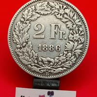 1886 Svizzera 2 Franchi Ag 835 10g