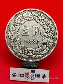 1886 Svizzera 2 Franchi Ag 835 10g
