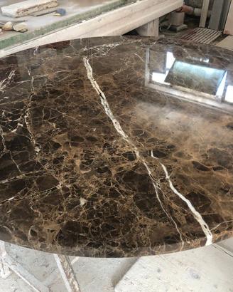 Tavolo Marmo Emperador Dark Brown rotondo pietra