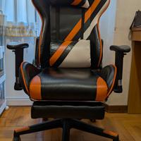 Sedia Gaming Reclinabile con Poggiapiedi 
