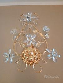 Applique in ottone con bagno oro e Swarovski