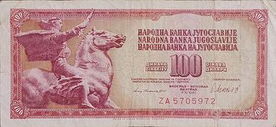 Banconota 100 dinara Jugoslavia 1981 - 