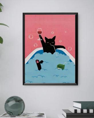 🛁 Poster “Bath Wine Cat”
