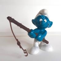 Puffo pescatore (canna plastica marrone) RARO