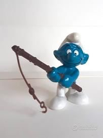 Puffo pescatore (canna plastica marrone) RARO