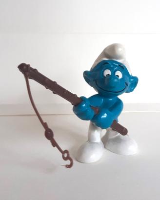 Puffo pescatore (canna plastica marrone) RARO