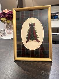 Quadro  Natalizio albero con fiocco cornice oro