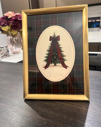 Quadro  Natalizio albero con fiocco cornice oro
