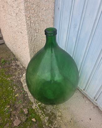 damigiane antiche in vetro verde