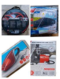 Kit Auto"Cavi+Compressore+Copriauto+Aspirapolvere"