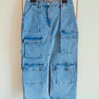 Gonna midi cargo di jeans con spacco, misura M