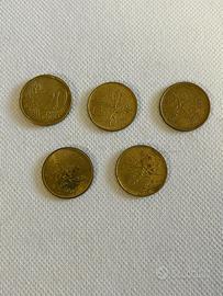 5 monete 20 lire conio italia 1981 1991 2002