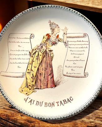 Antico piatto parlante 1900 tabacco da fiuto