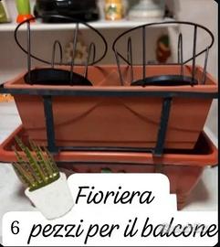 Sei pezzi da giardino Fioriera plastica e ferro