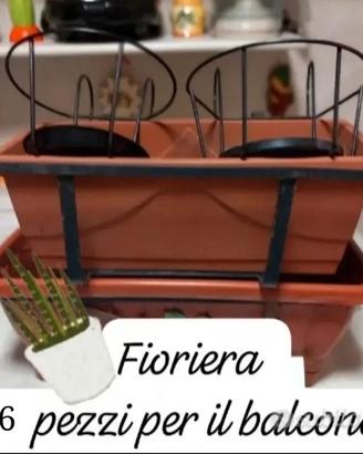 Sei pezzi da giardino Fioriera plastica e ferro