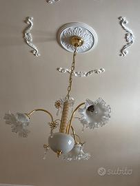 Lampadario vintage in cristallo 3 bracci