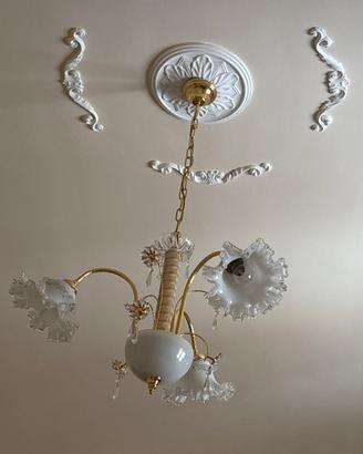 Lampadario vintage in cristallo 3 bracci