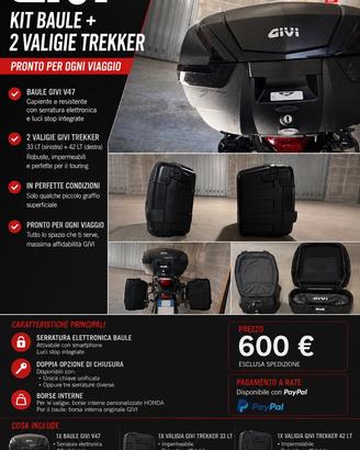 Baule Givi V47 + Valigie Trekker