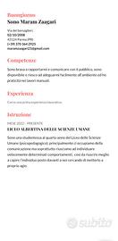 Cameriera, commessa , dopo scuola babysitter