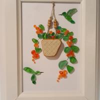 Quadretto con vetrini di mare " Colibrì"