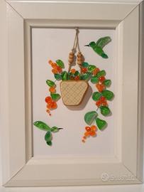 Quadretto con vetrini di mare " Colibrì"