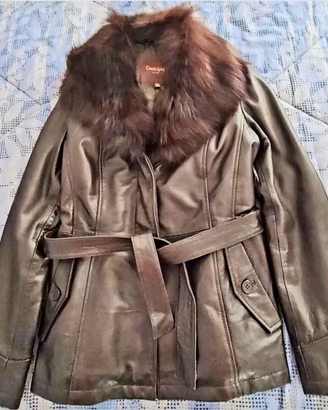 Giacca in pelle Conbipel con collo in pelliccia