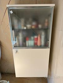 Mobile bagno sospeso bianco in legno e vetro