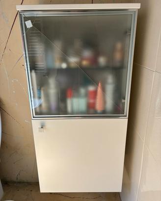 Mobile bagno sospeso bianco in legno e vetro
