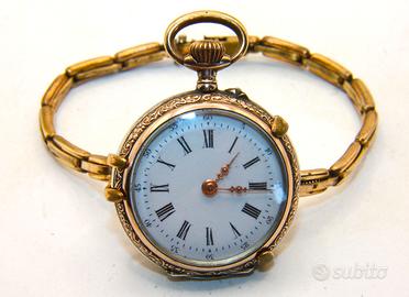 Esclusivo bracciale orologio argento oro fine 800