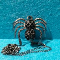 NUOVO Ciondolo Collana Ragno in Metallo con Gemme