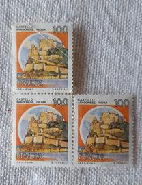 3 Francobolli da 100 Lire (1980) Ischia