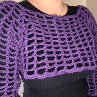 Bolero a rete viola uncinetto cotone
