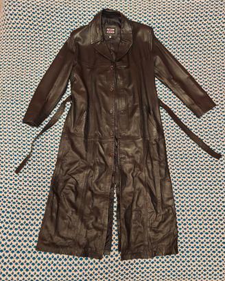 Trench in vera pelle vintage – stile The Crow